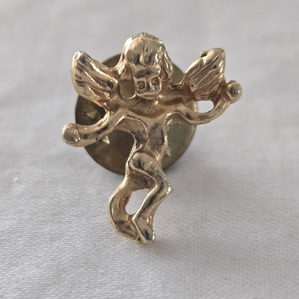 Gold Angel Cherub Pin Brooch - Unbranded